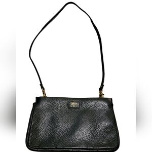 Vintage Fossil Black Leather Small Crossbody Convertible Clutch Bag
